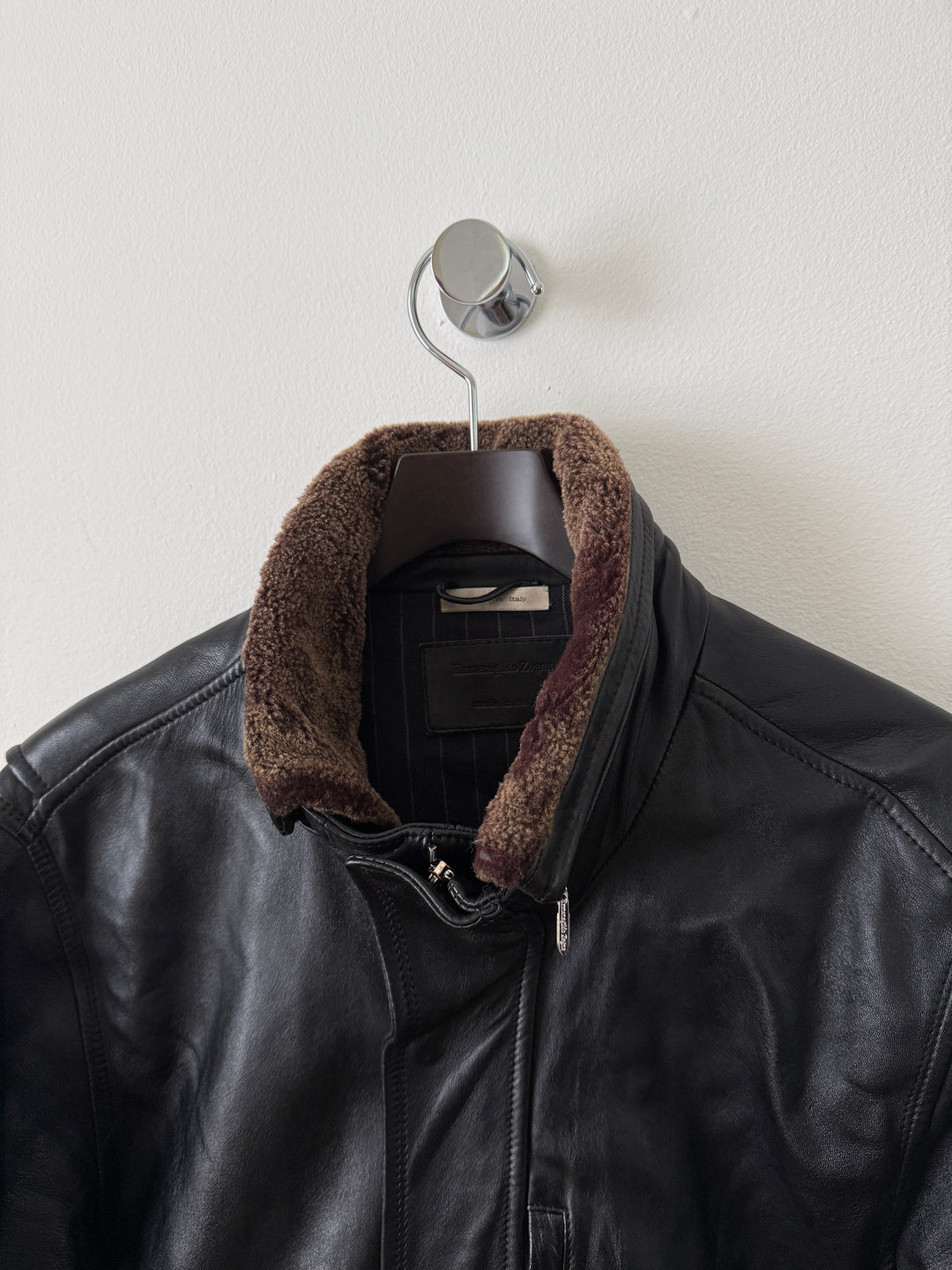 Lambskin Leather Collared Jacket