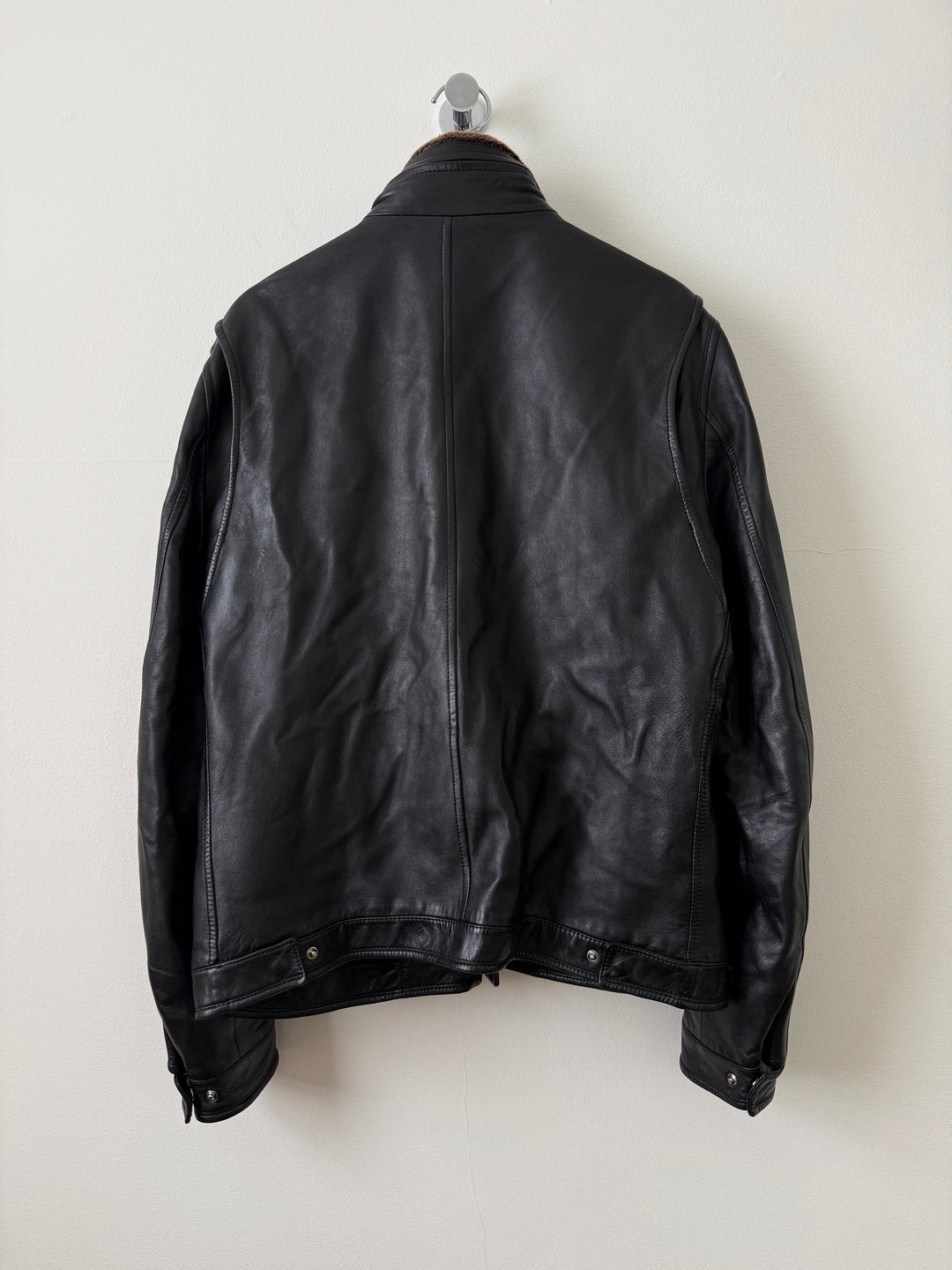 Lambskin Leather Collared Jacket