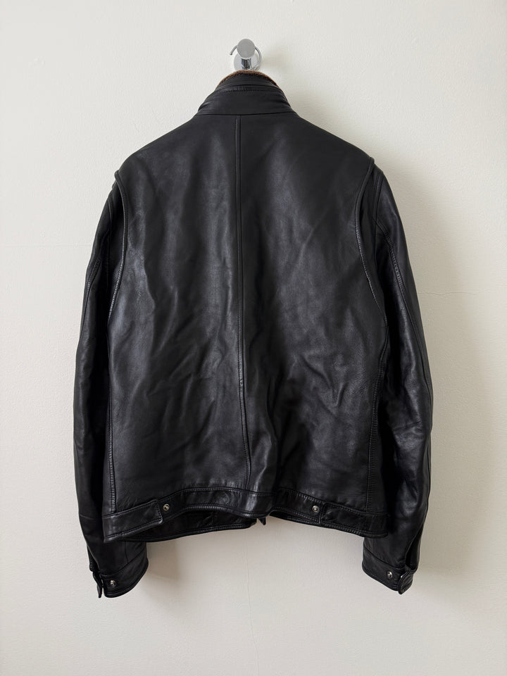 Lambskin Leather Collared Jacket