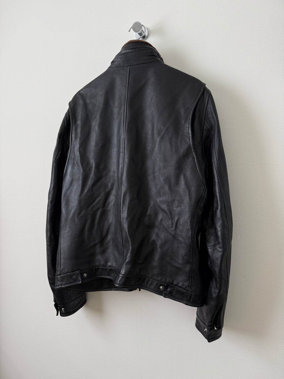 Lambskin Leather Collared Jacket