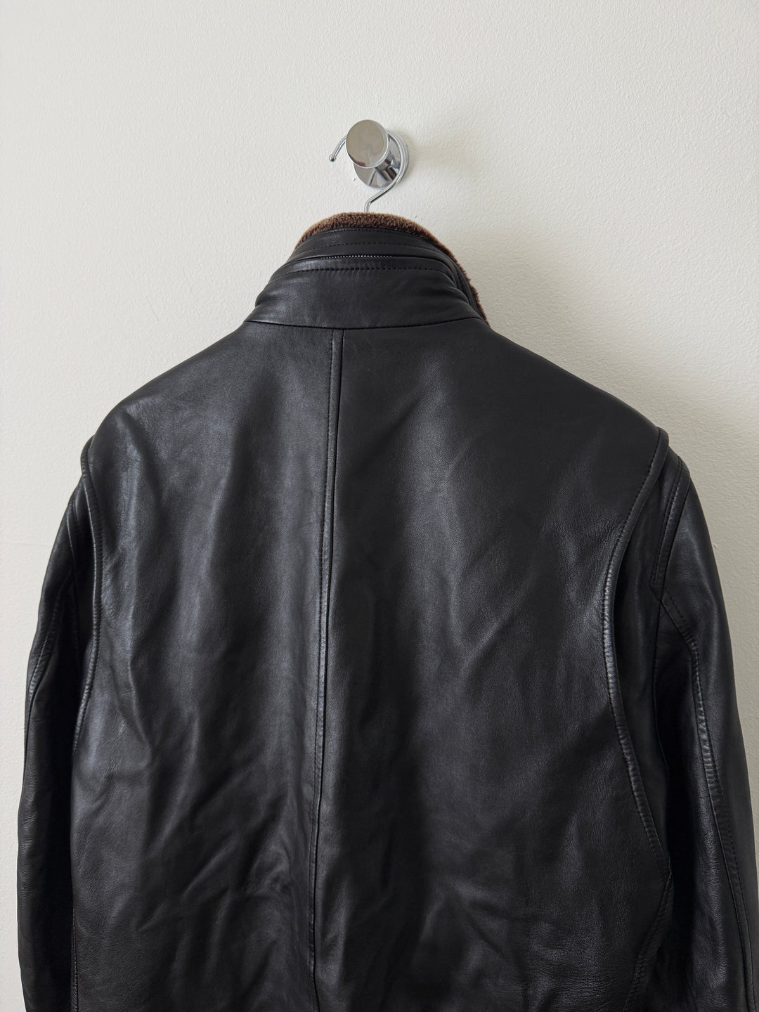 Lambskin Leather Collared Jacket
