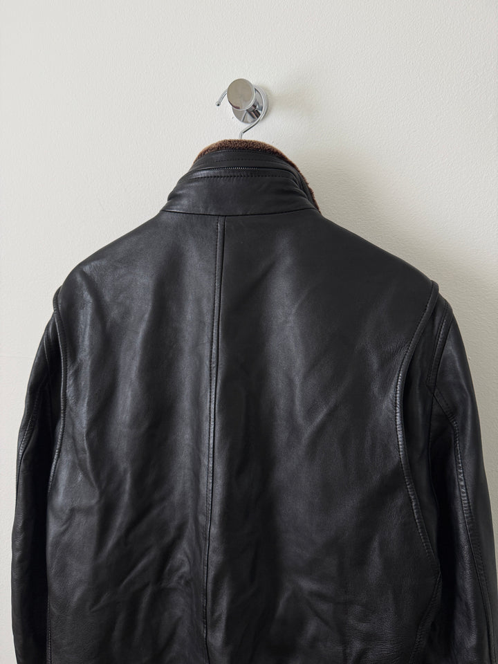 Lambskin Leather Collared Jacket
