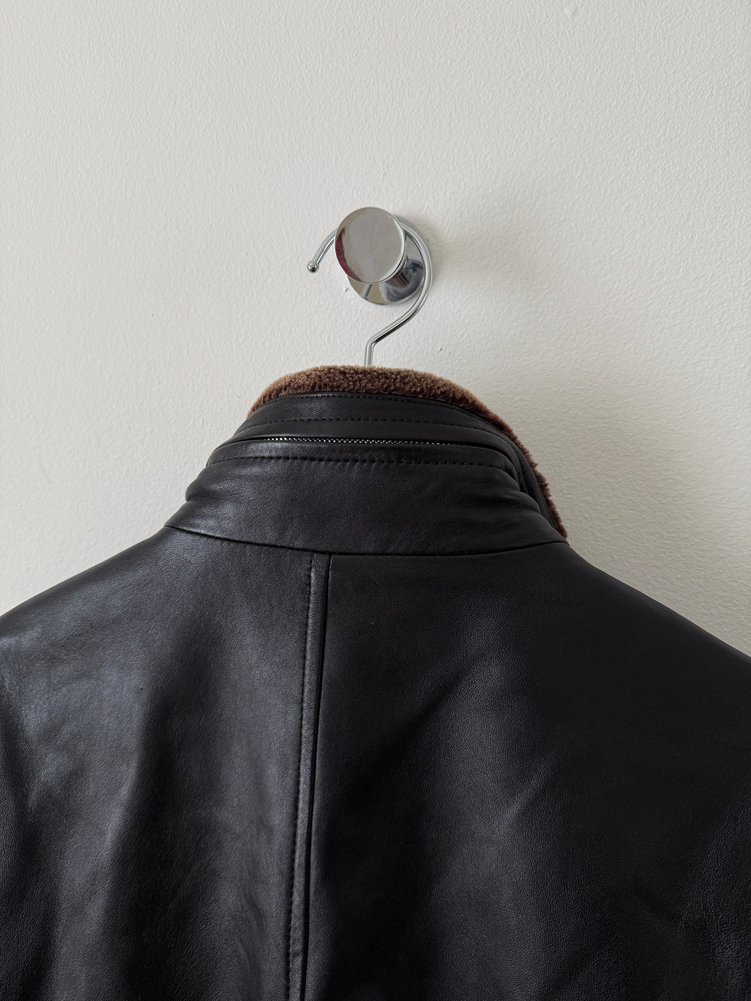Lambskin Leather Collared Jacket