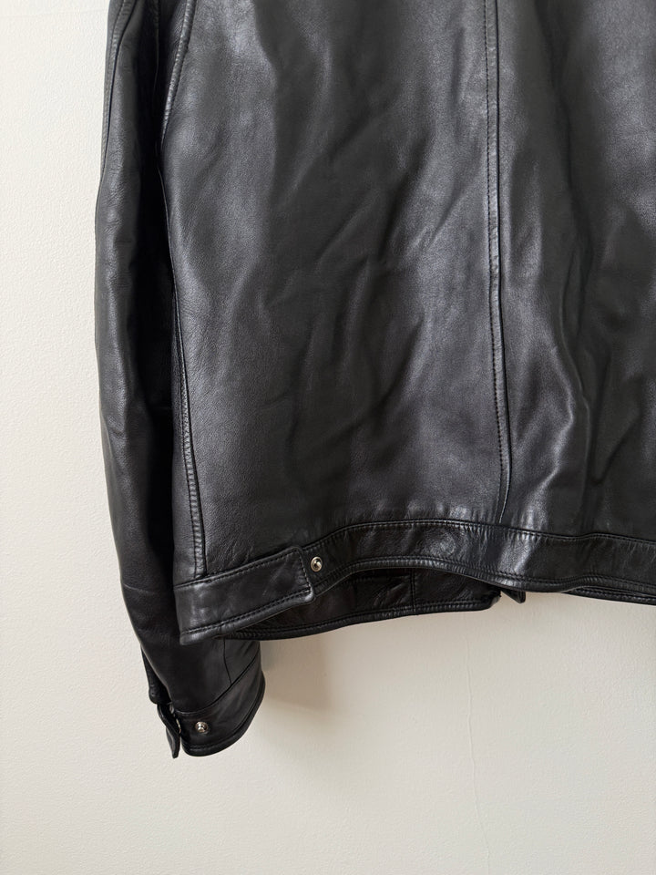 Lambskin Leather Collared Jacket
