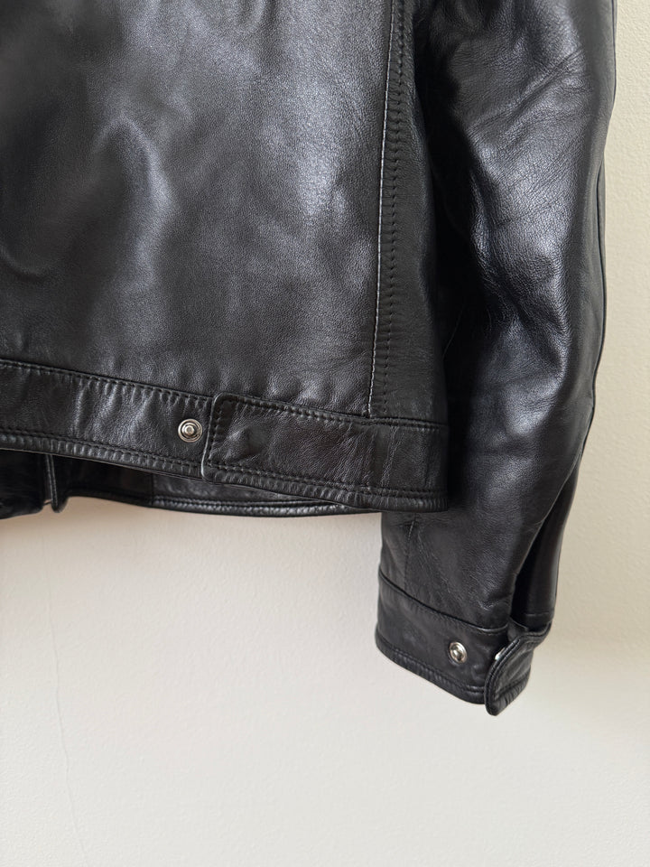 Lambskin Leather Collared Jacket