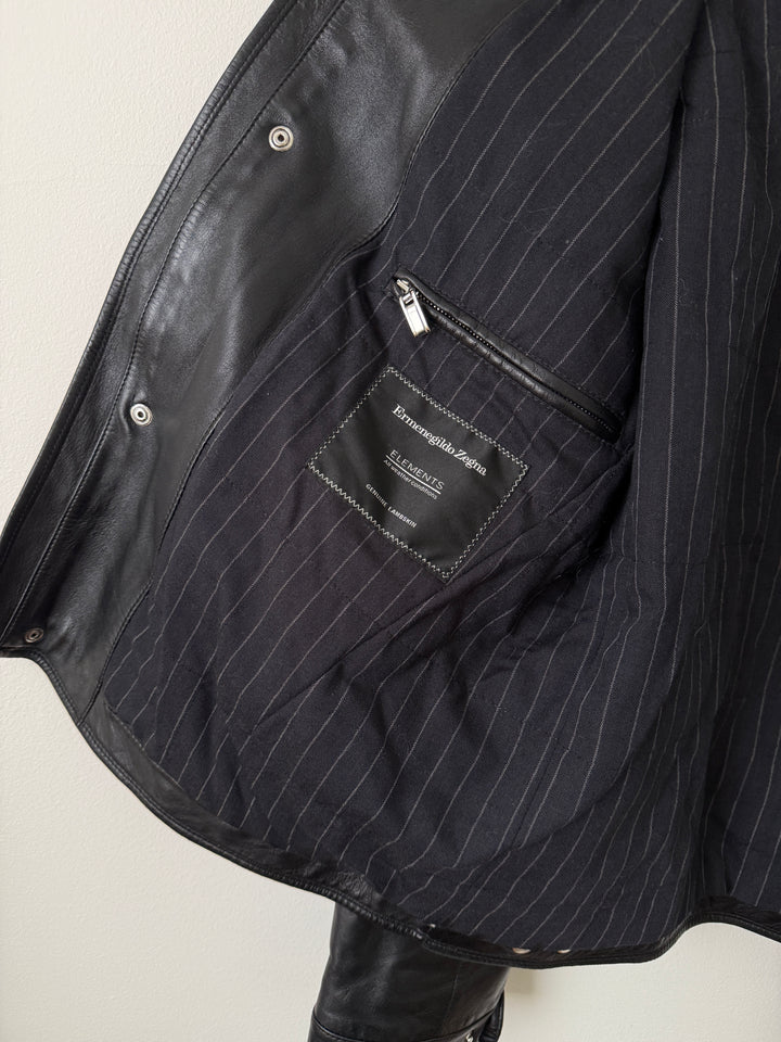Lambskin Leather Collared Jacket