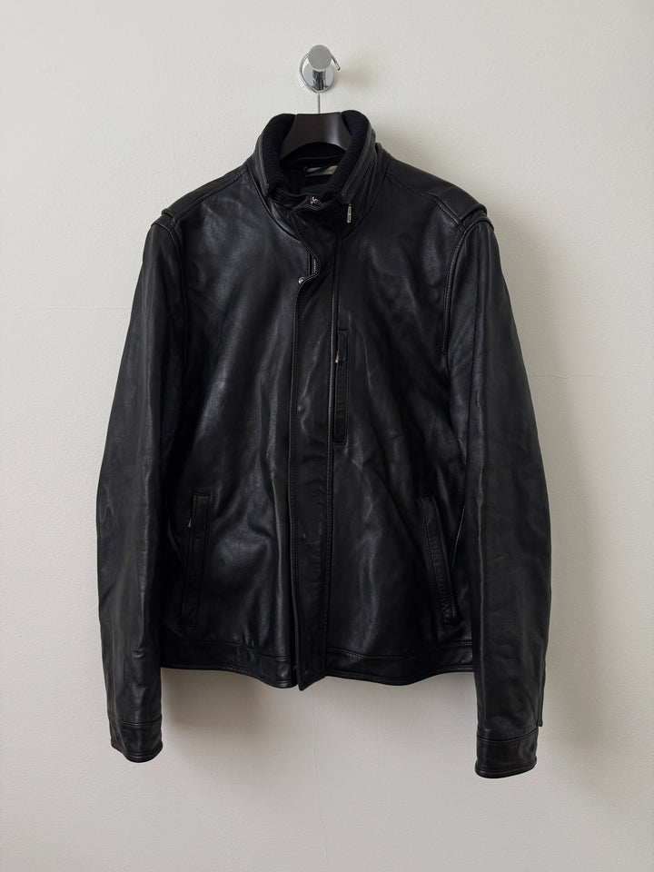 Lambskin Leather Collared Jacket