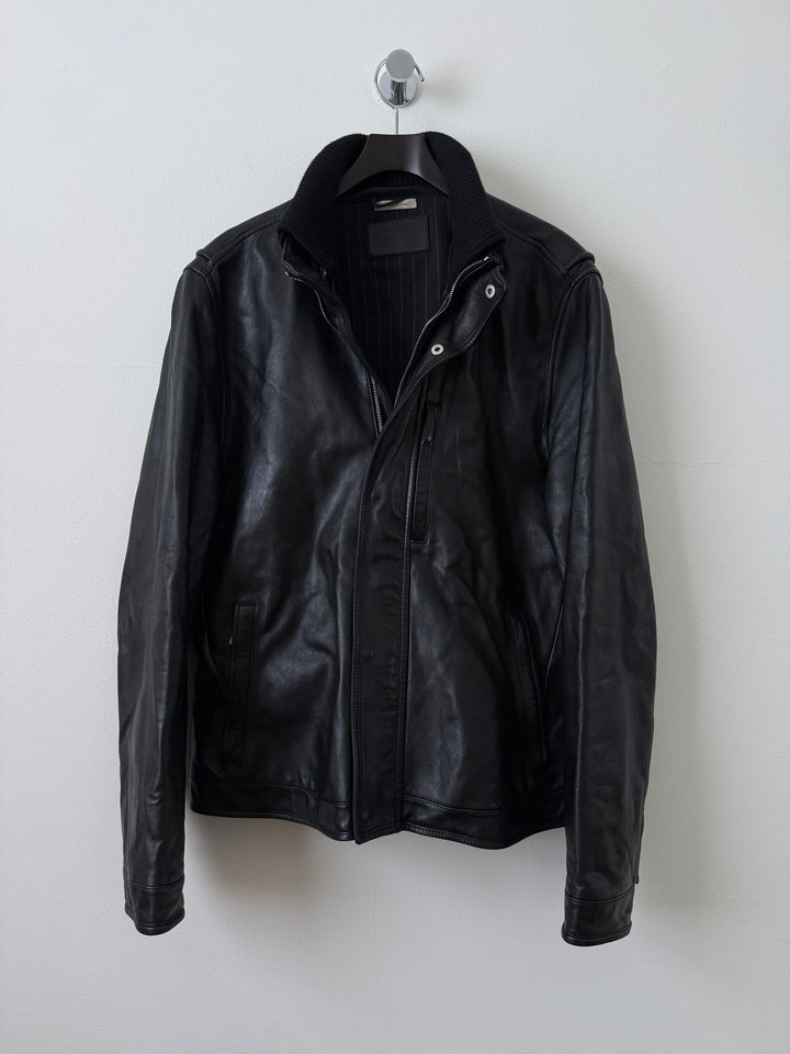 Lambskin Leather Collared Jacket