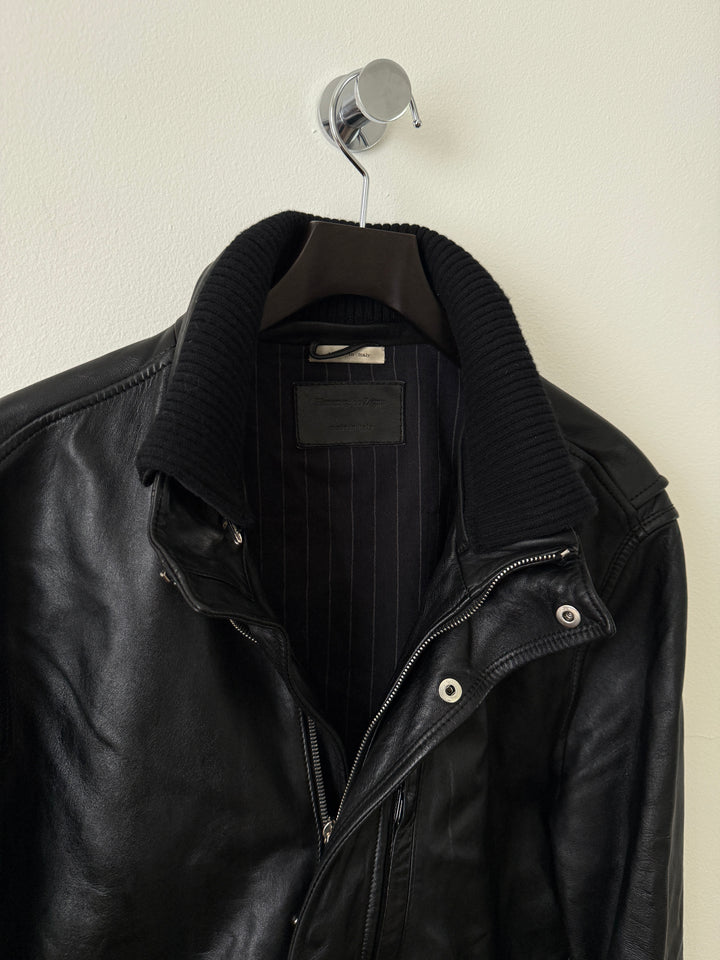 Lambskin Leather Collared Jacket