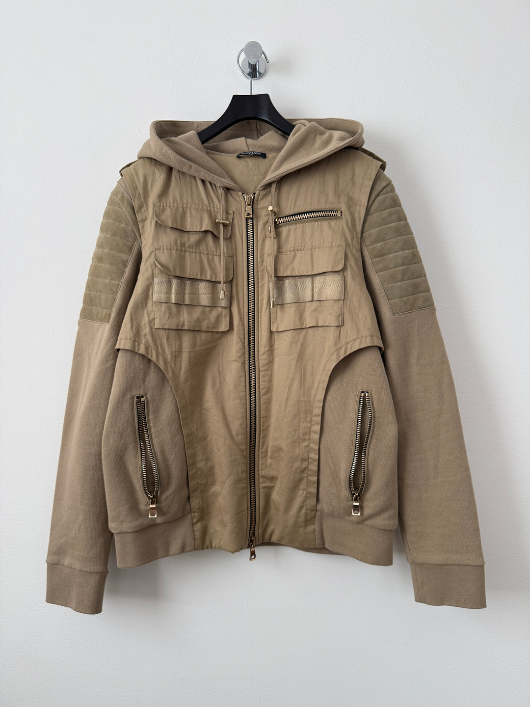 Balmain Utility Zip Up Hoodie Jacket