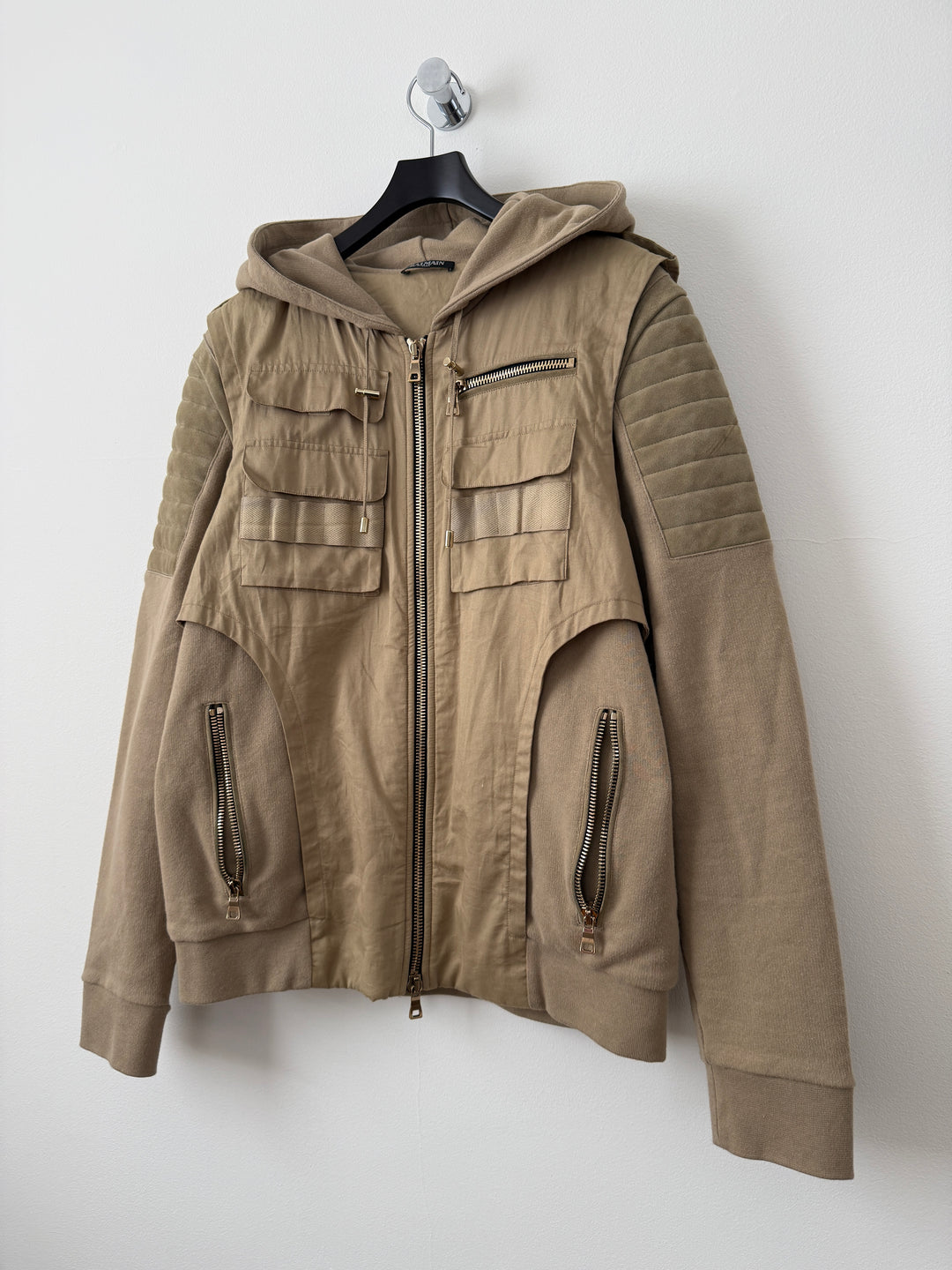 Balmain Utility Zip Up Hoodie Jacket