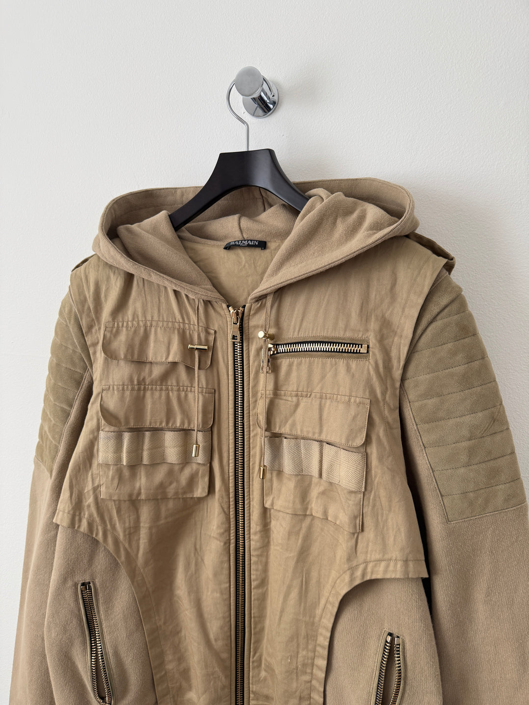 Balmain Utility Zip Up Hoodie Jacket