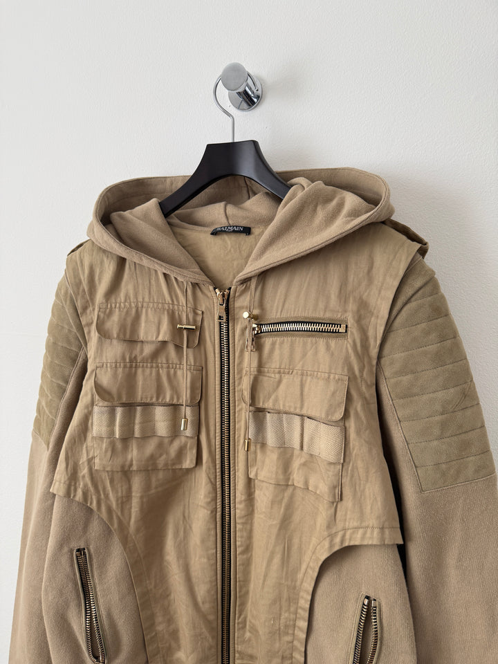 Balmain Utility Zip Up Hoodie Jacket