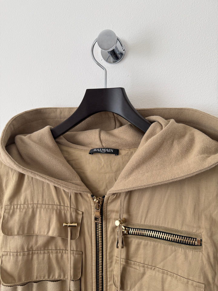 Balmain Utility Zip Up Hoodie Jacket