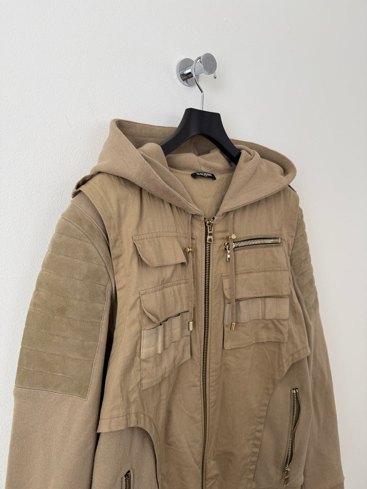 Balmain Utility Zip Up Hoodie Jacket