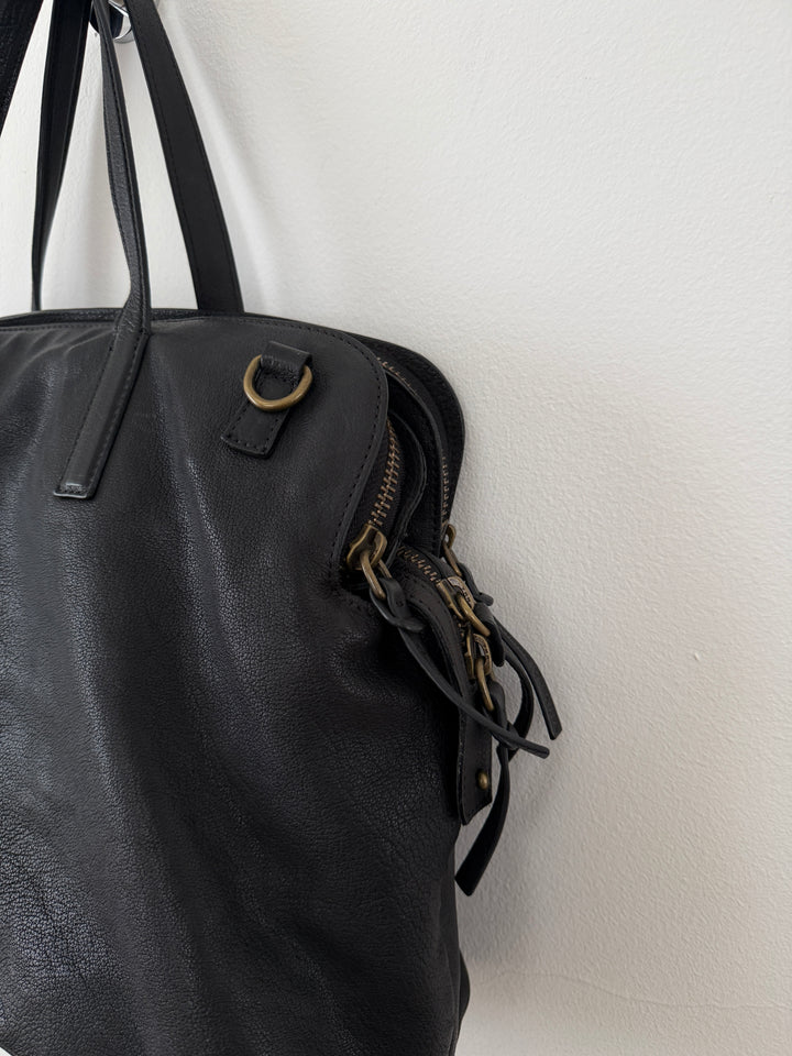 Leather Top Handle Shoulder Side Bag