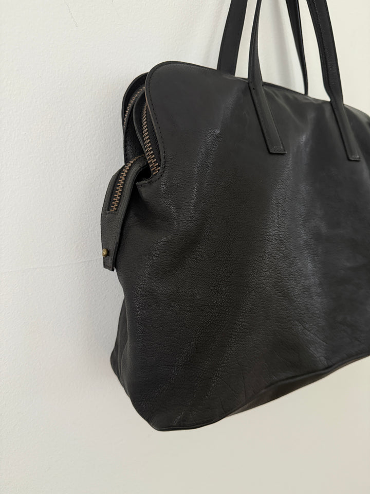 Leather Top Handle Shoulder Side Bag