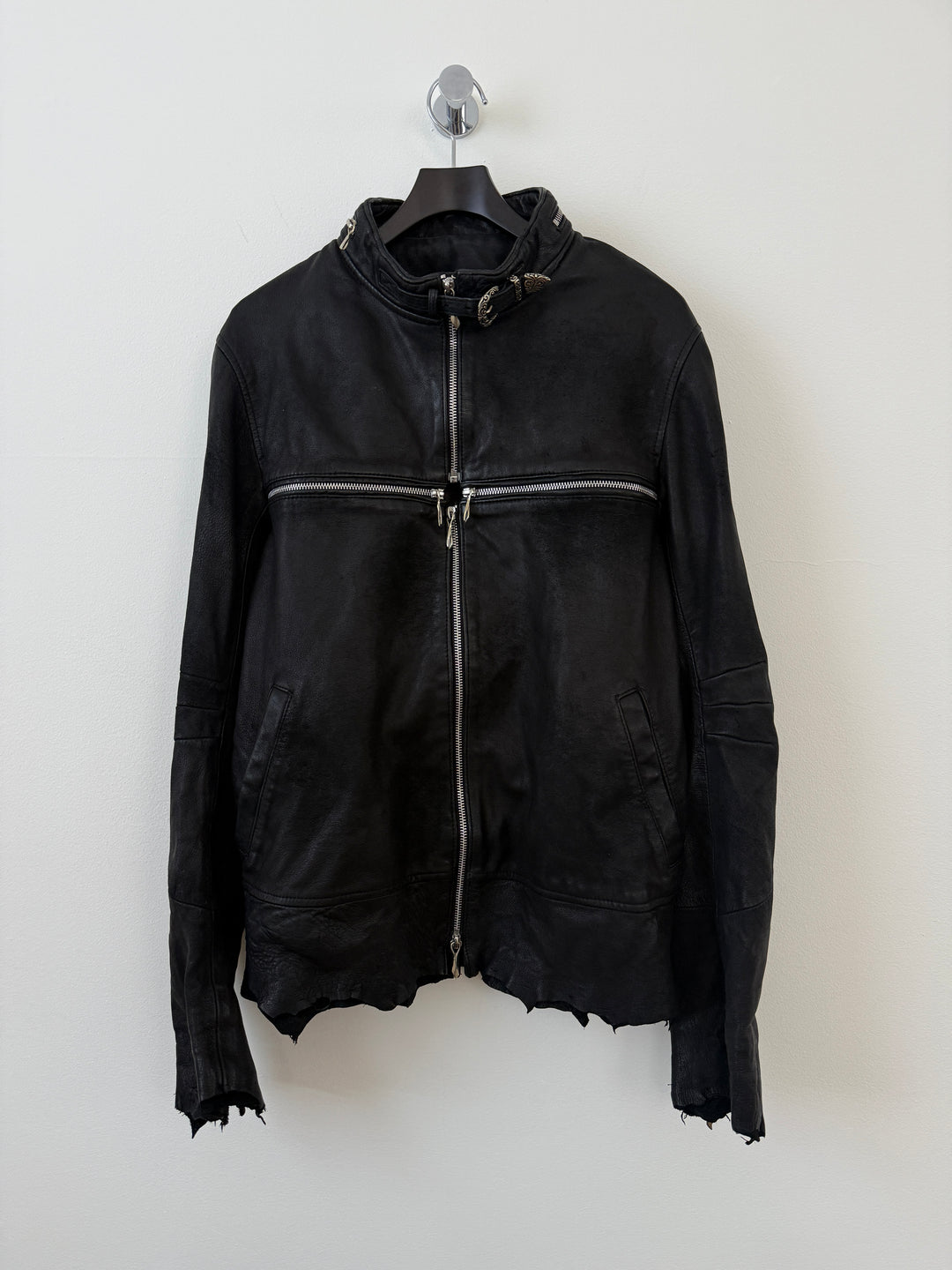 Cross Zip Sheepskin Leather Jacket