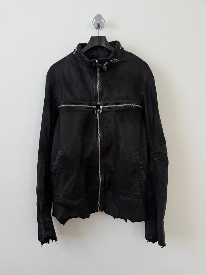 Cross Zip Sheepskin Leather Jacket