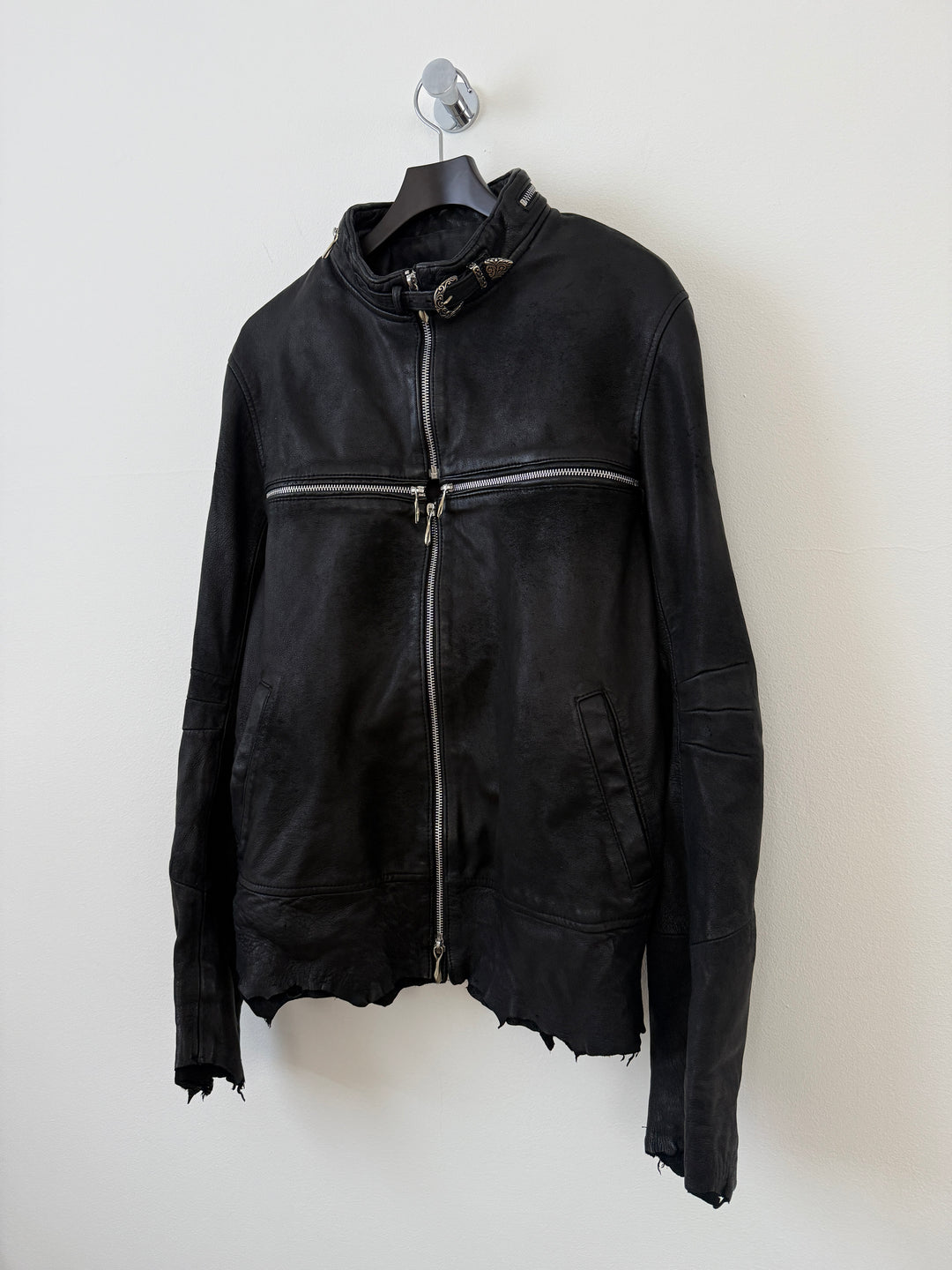 Cross Zip Sheepskin Leather Jacket