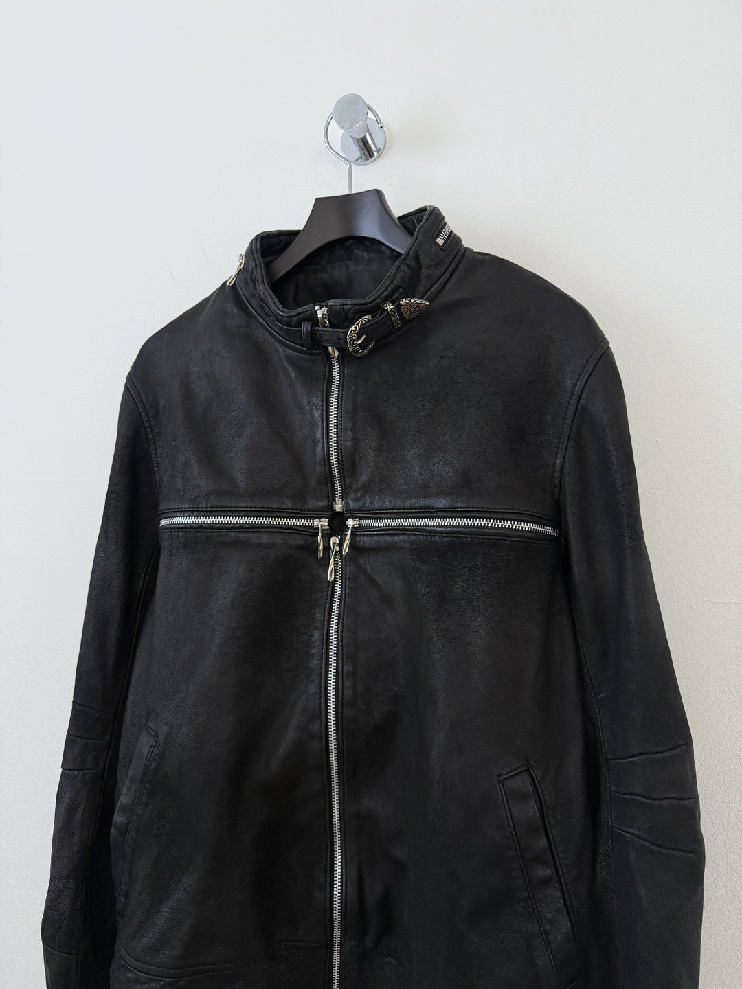 Cross Zip Sheepskin Leather Jacket