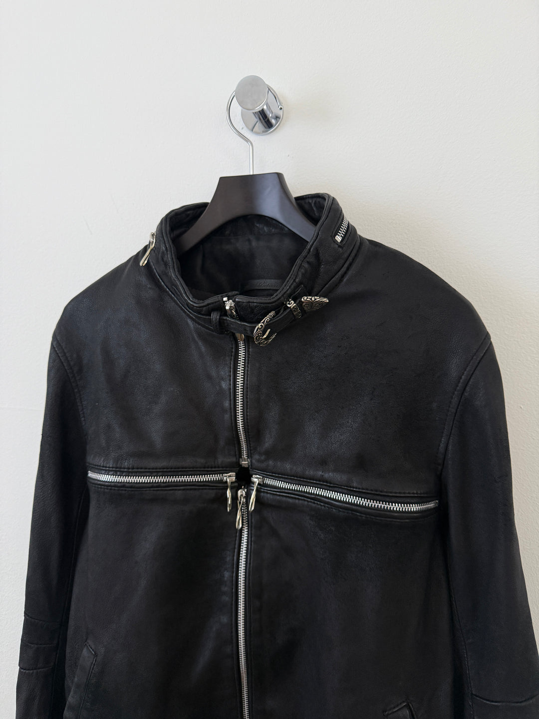 Cross Zip Sheepskin Leather Jacket