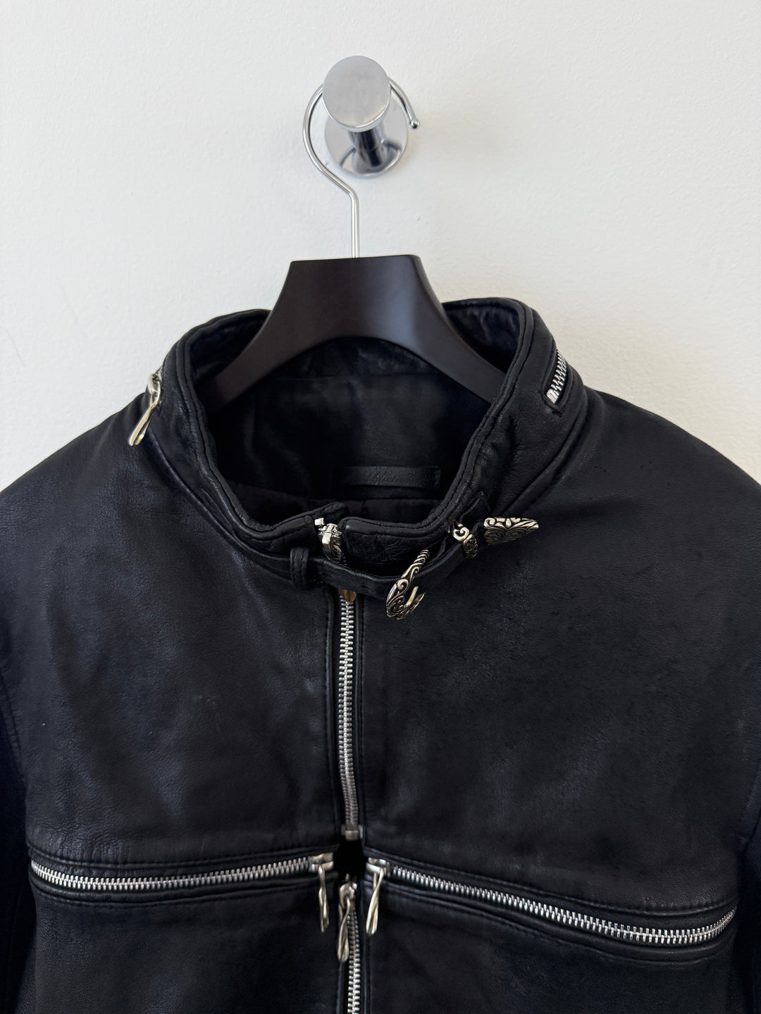 Cross Zip Sheepskin Leather Jacket