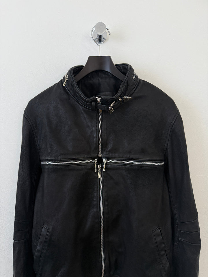 Cross Zip Sheepskin Leather Jacket