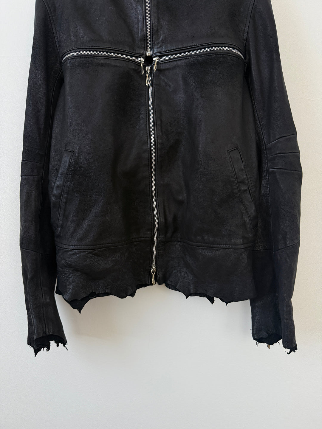 Cross Zip Sheepskin Leather Jacket