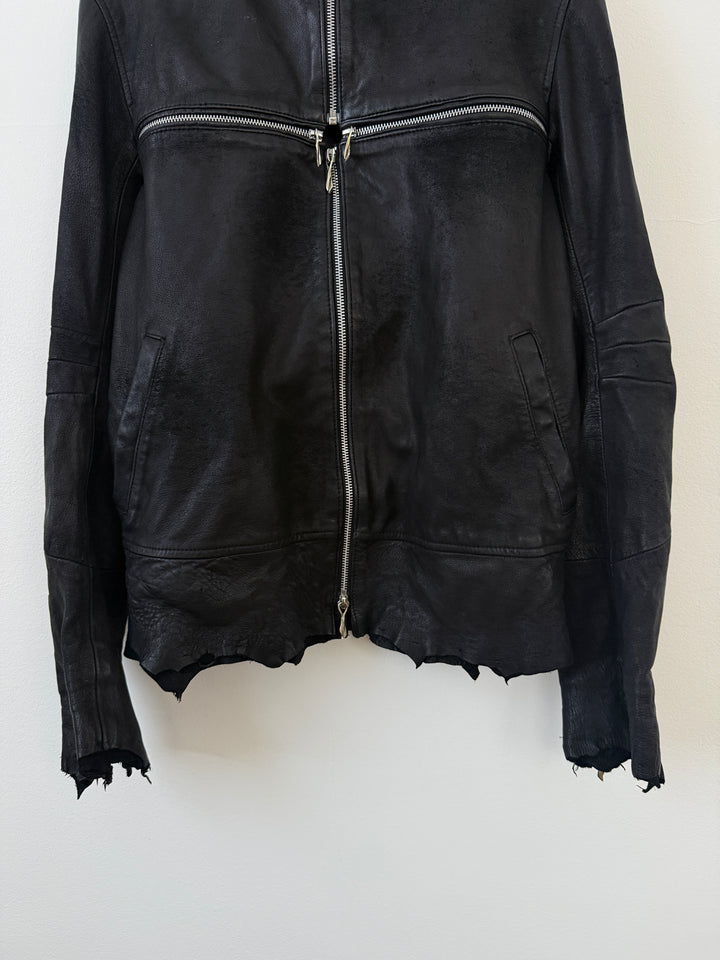 Cross Zip Sheepskin Leather Jacket