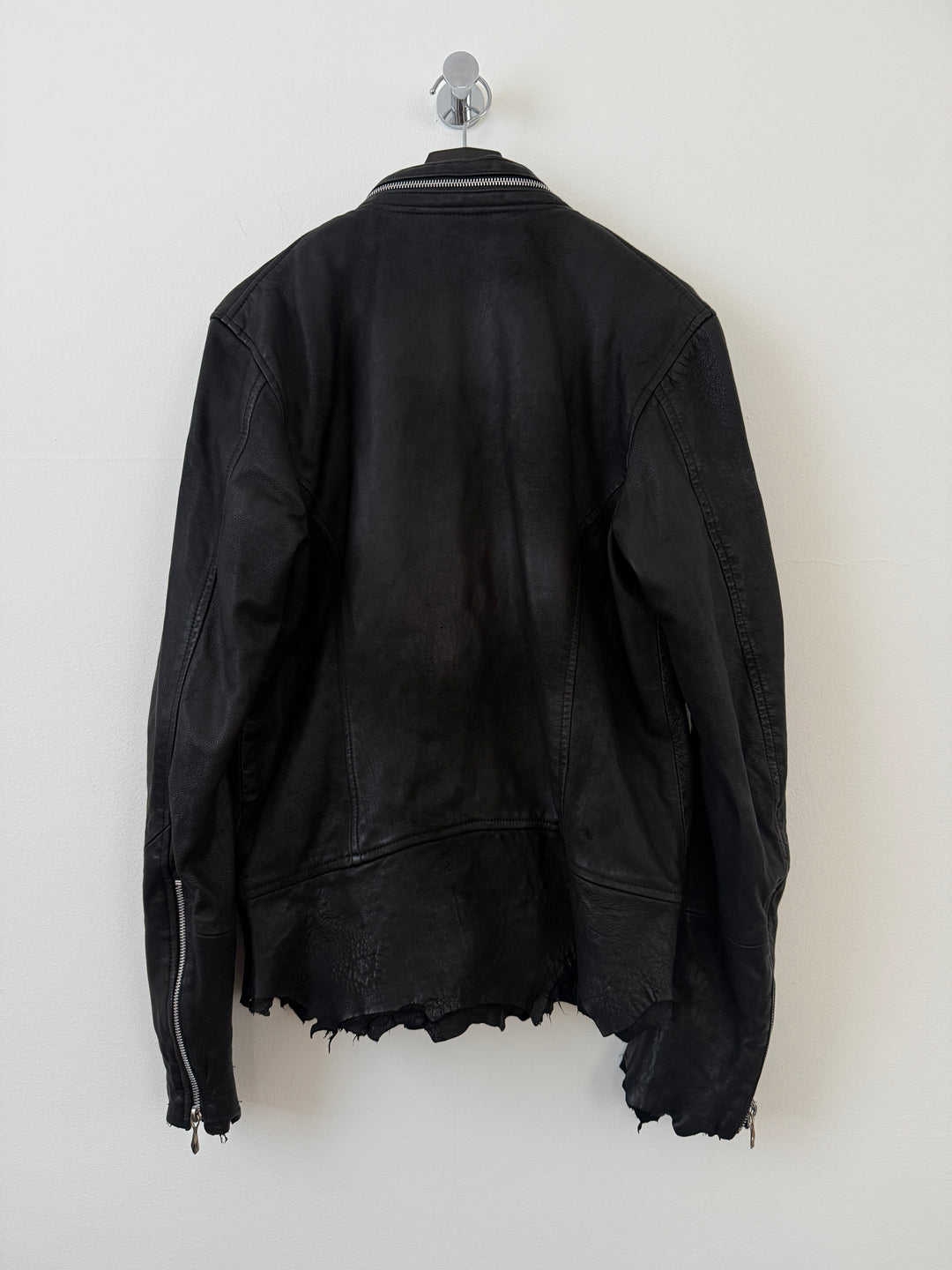 Cross Zip Sheepskin Leather Jacket