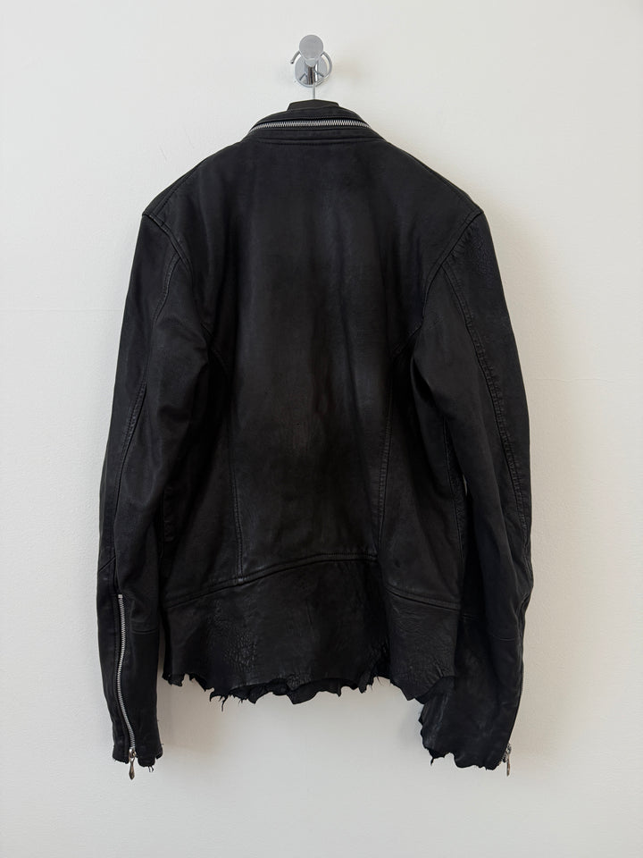 Cross Zip Sheepskin Leather Jacket