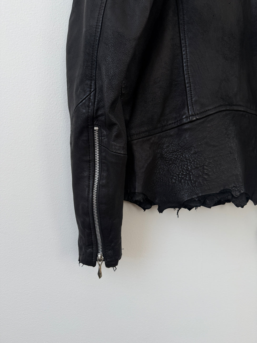 Cross Zip Sheepskin Leather Jacket