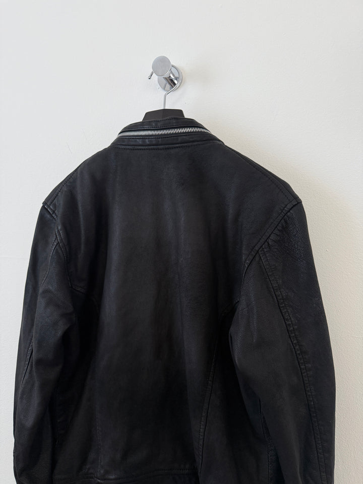 Cross Zip Sheepskin Leather Jacket