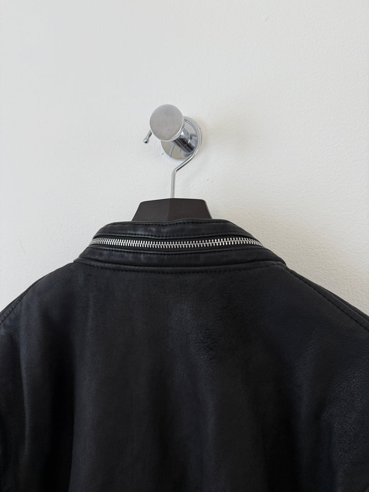 Cross Zip Sheepskin Leather Jacket