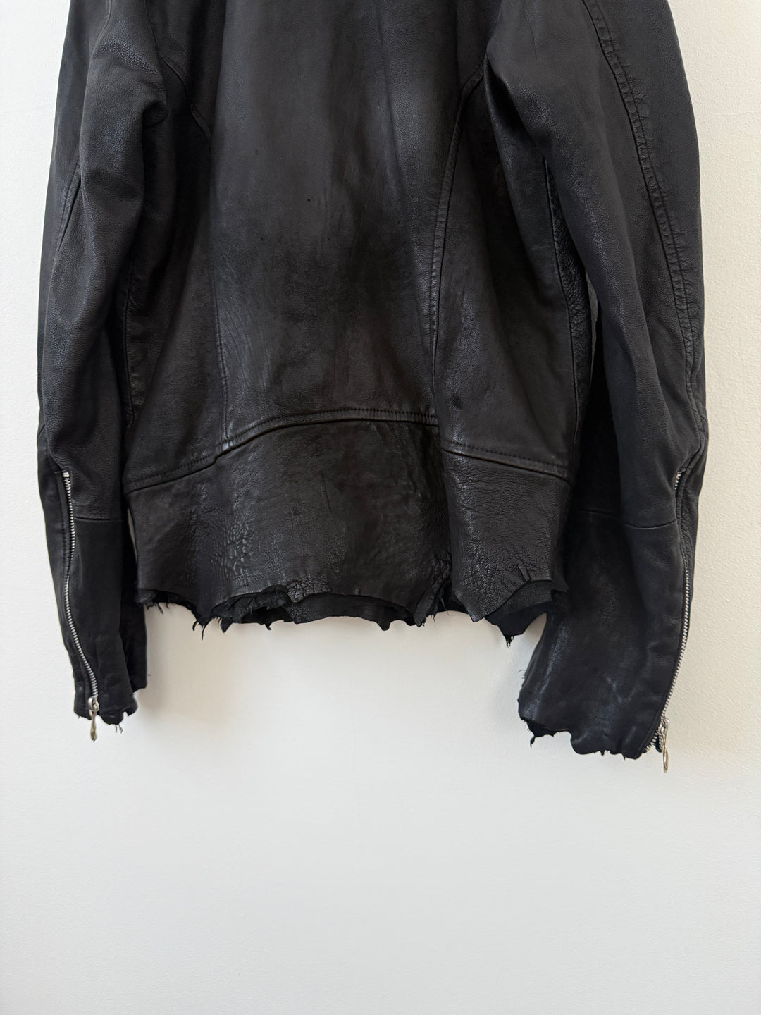 Cross Zip Sheepskin Leather Jacket
