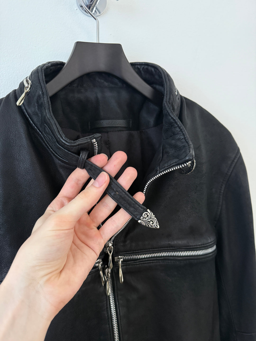 Cross Zip Sheepskin Leather Jacket