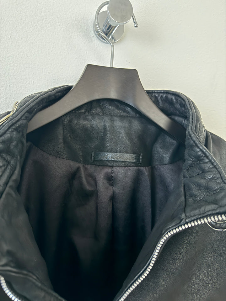 Cross Zip Sheepskin Leather Jacket