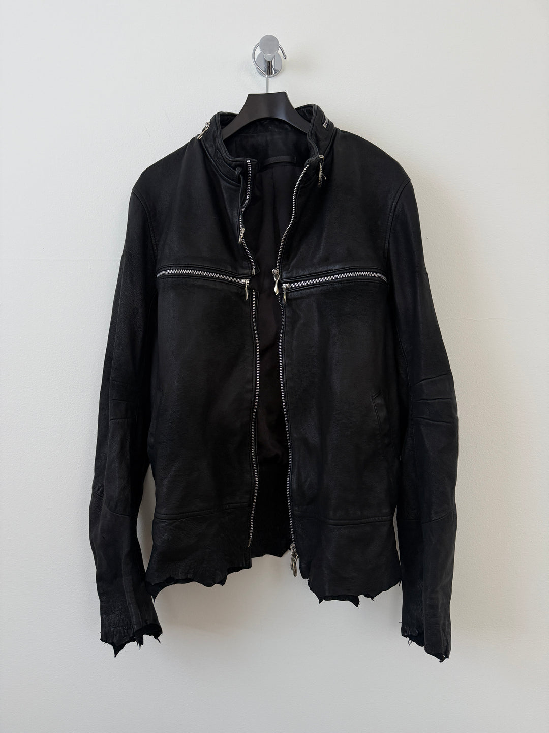 Cross Zip Sheepskin Leather Jacket