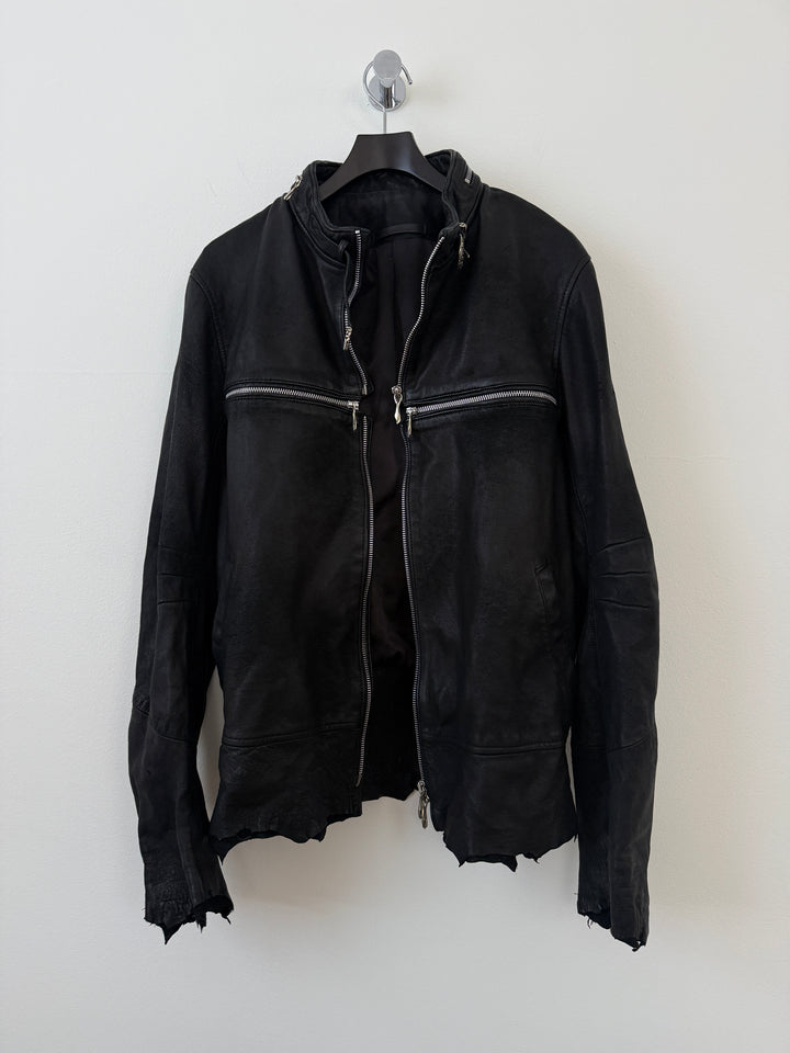 Cross Zip Sheepskin Leather Jacket
