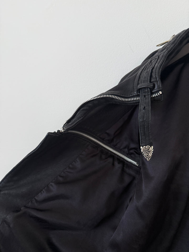 Cross Zip Sheepskin Leather Jacket