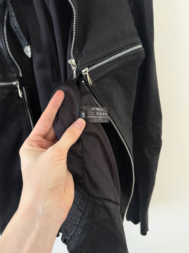 Cross Zip Sheepskin Leather Jacket