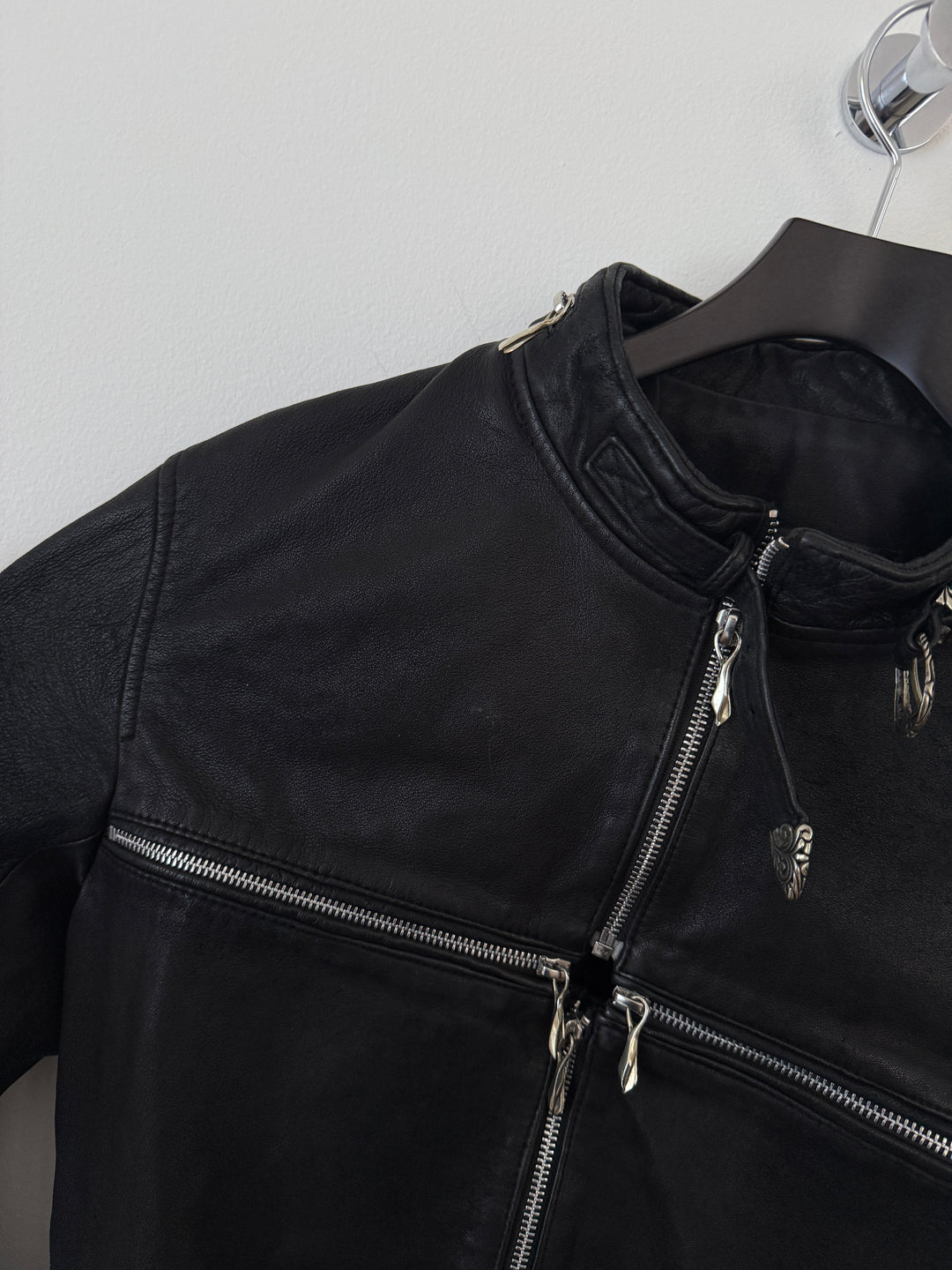 Cross Zip Sheepskin Leather Jacket