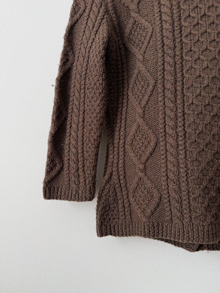 Class 2000s Fox Fur Collar Knit Cardigan Sweater