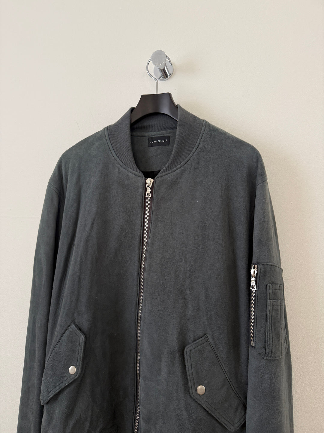 Charcoal Suede Bogota Bomber Jacket