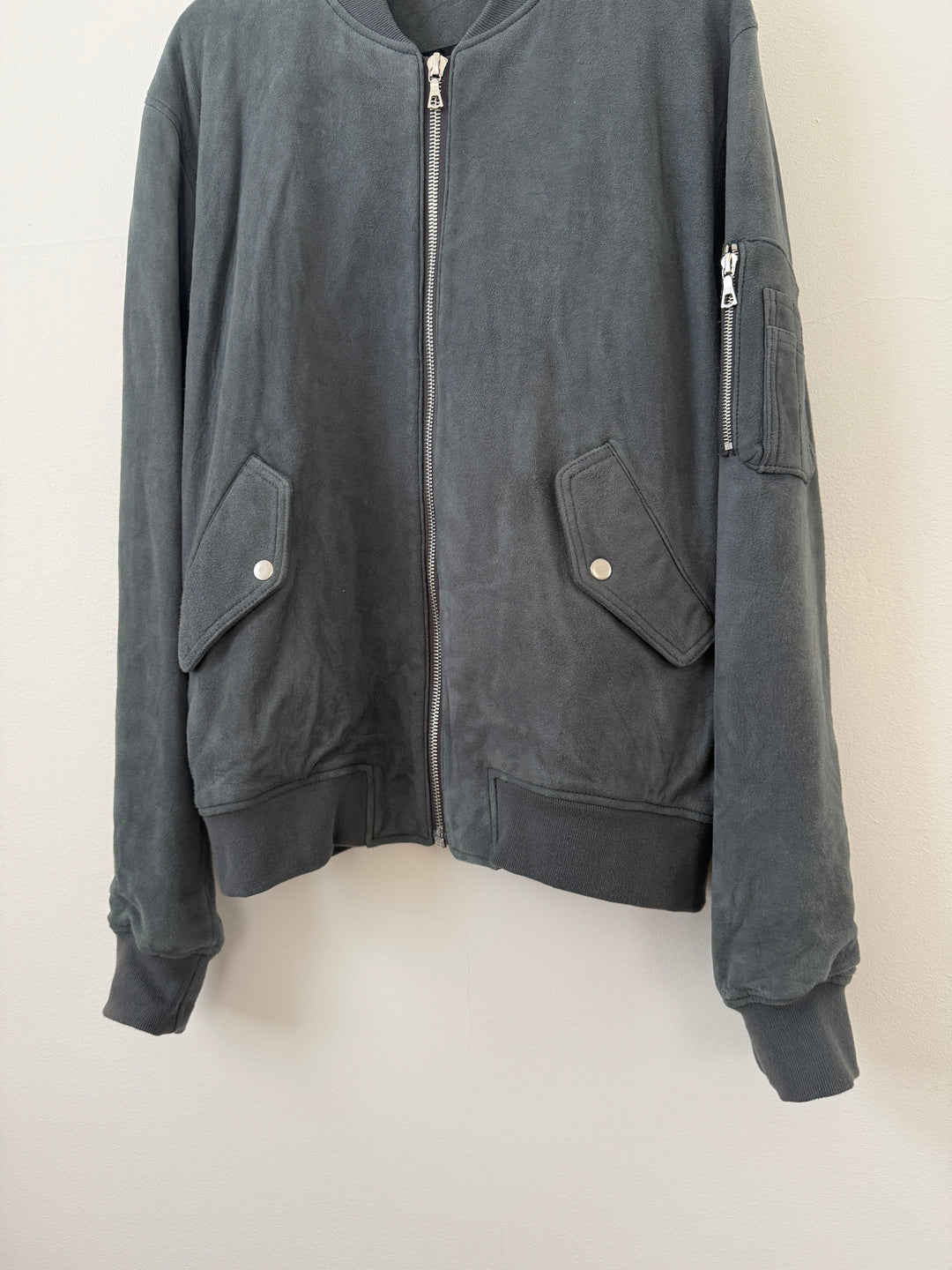 Charcoal Suede Bogota Bomber Jacket