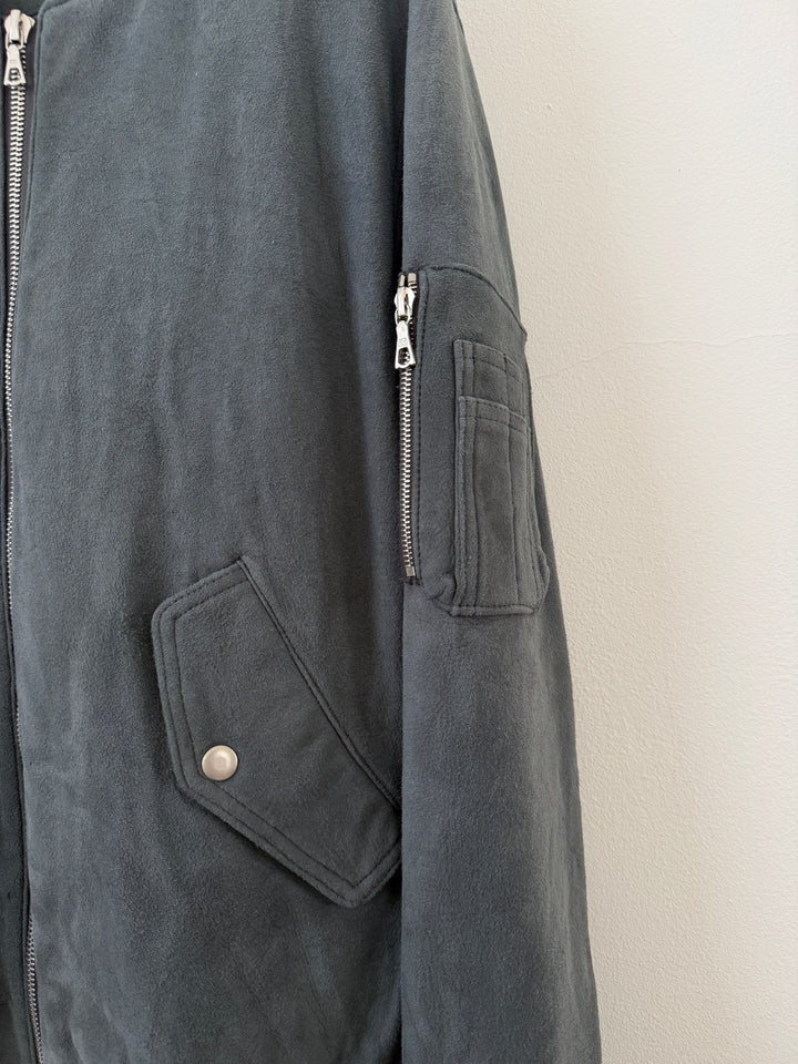 Charcoal Suede Bogota Bomber Jacket