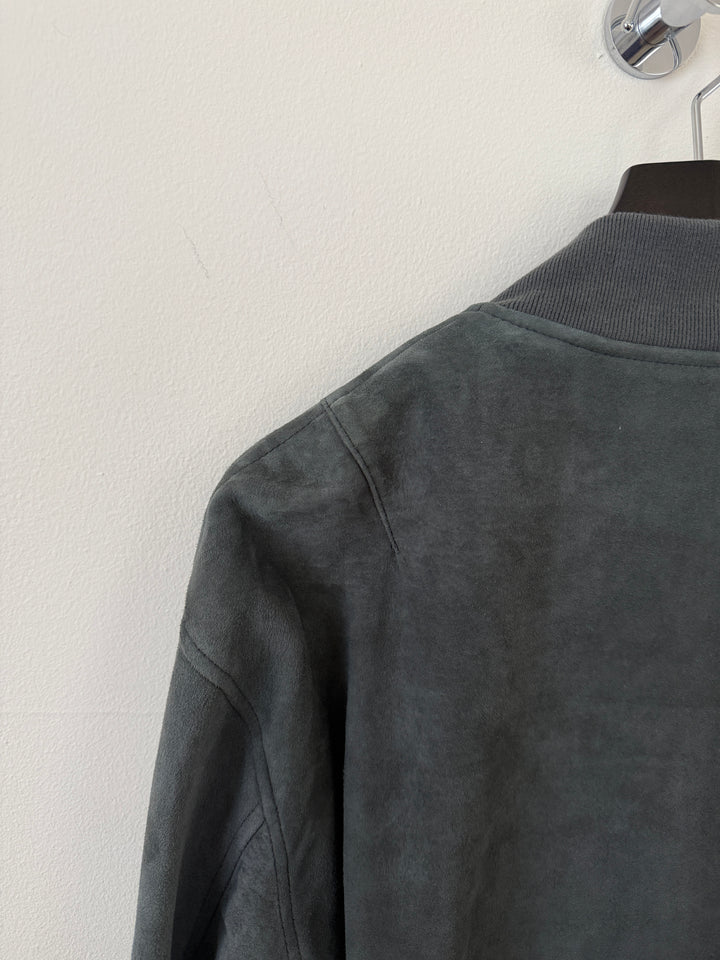 Charcoal Suede Bogota Bomber Jacket