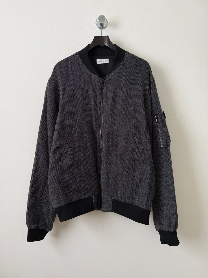 Grey Textured Bomber Jacket
