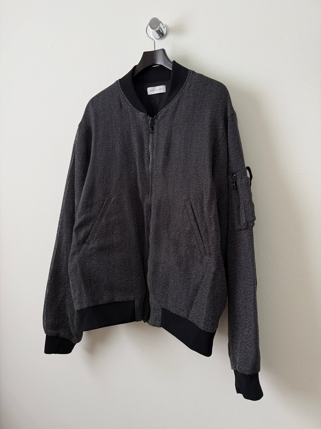 Grey Textured Bomber Jacket